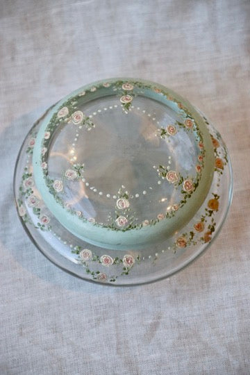 Vintage Glass Floral Jar