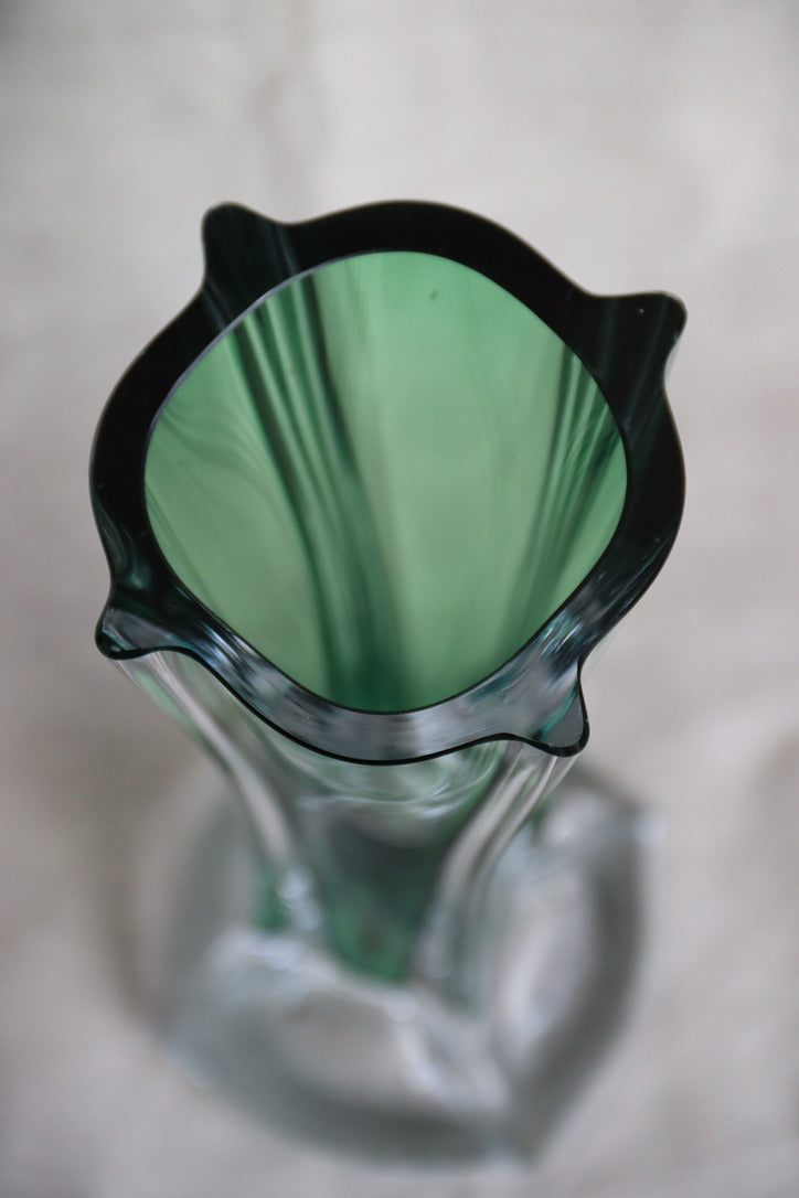 Green Fluted Glass Vase
