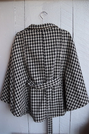 Calvin Klein Black and White Houndstooth Coat