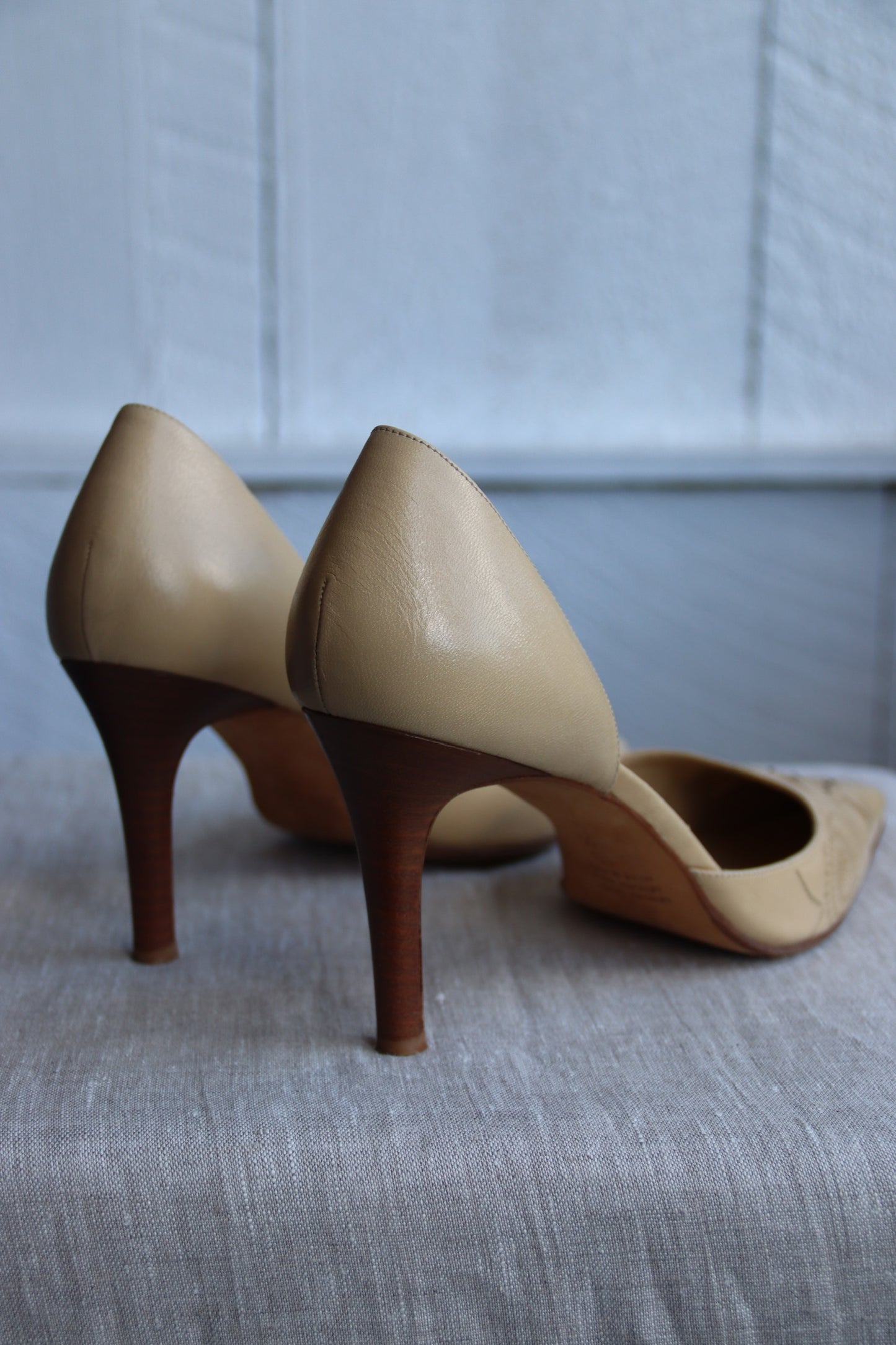 Enrico Cuini Leather Studded Beige Heels