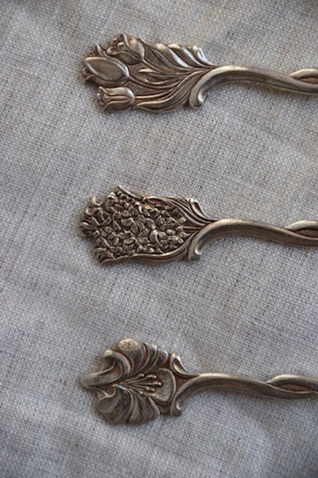 Set of Three Dutch Sterling Enamel Flower Spoons