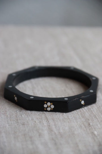Lucite Bangle with Silver and Gold Enamel