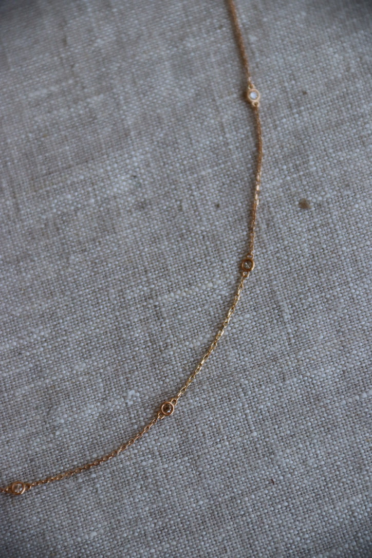 Bezel Set Diamond Station Necklace