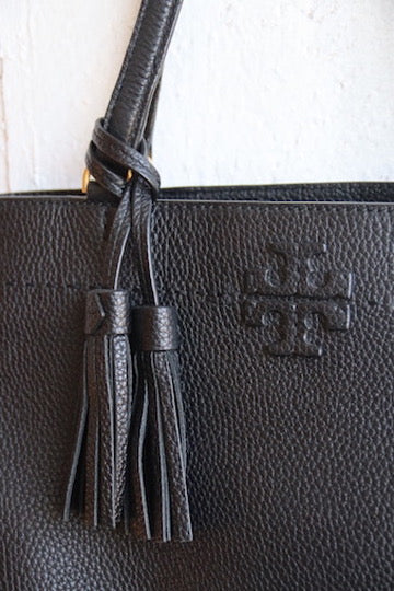 Tori Burch Black Leather Bag with Tassle