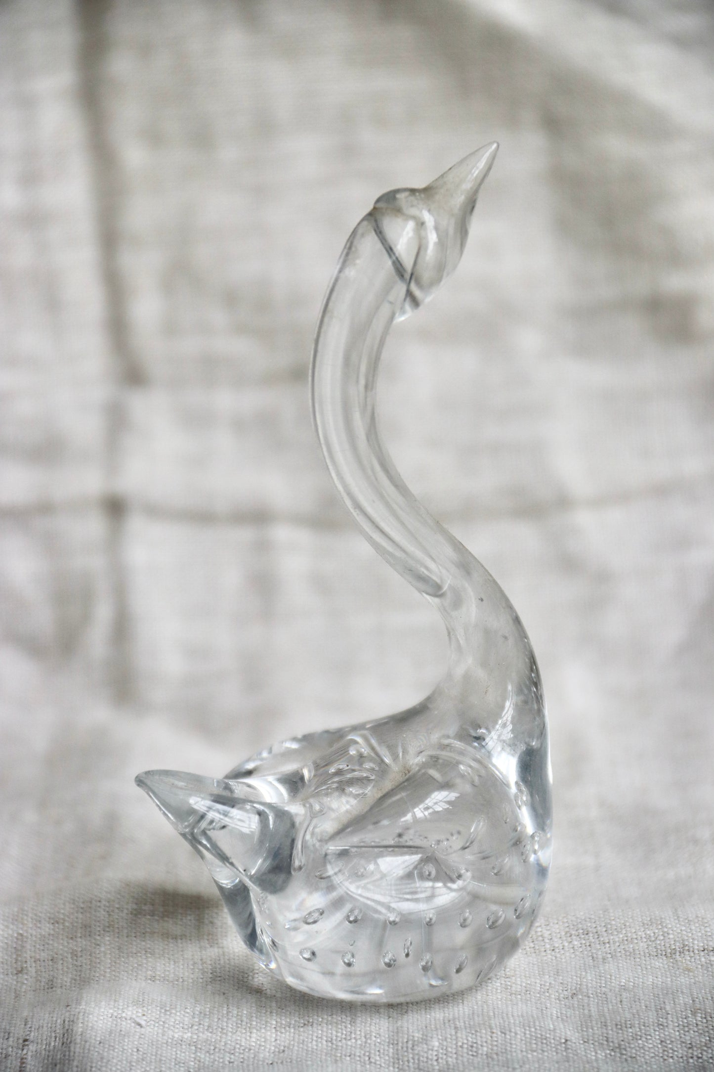 Pair of Clear Glass Swans