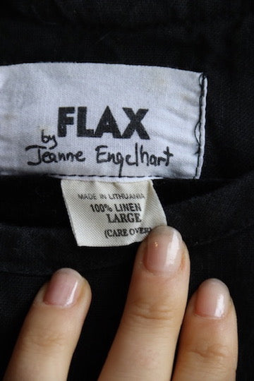 Flax by Jeanne Engelhart Black Linen Dress
