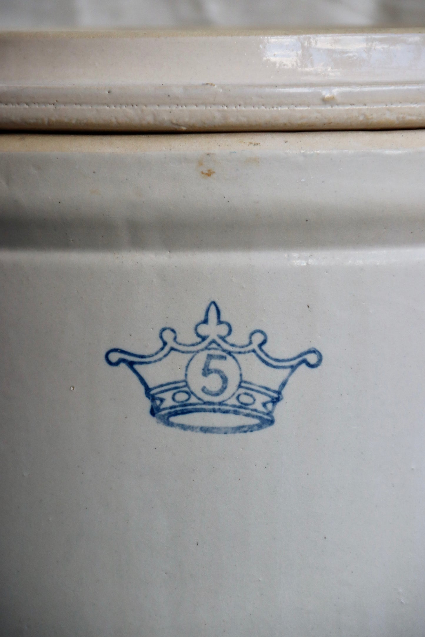 Vintage Large Robinson Crown Stoneware Container with Lid