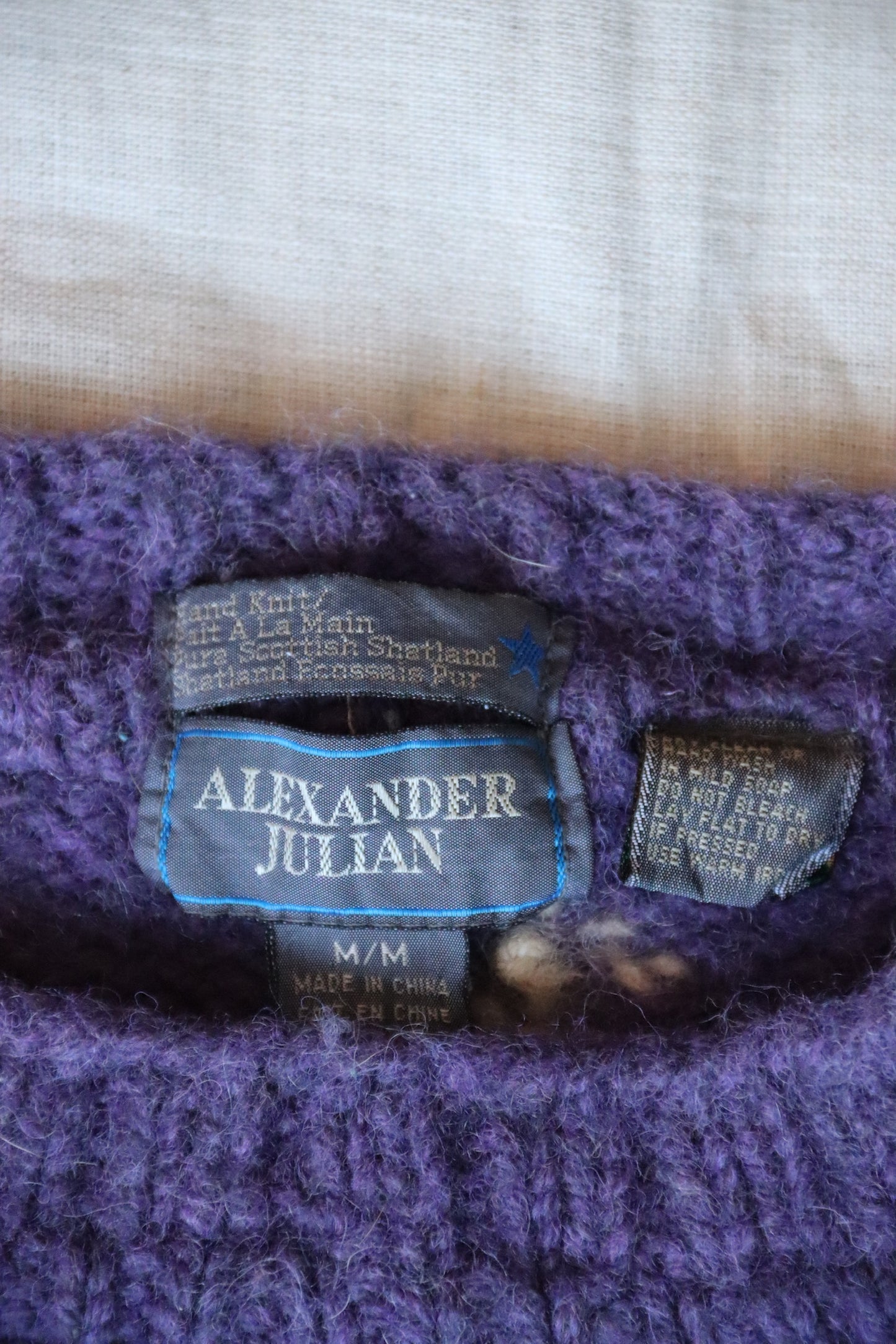 Alexander Julian Purple Hand Knit Wool Sweater