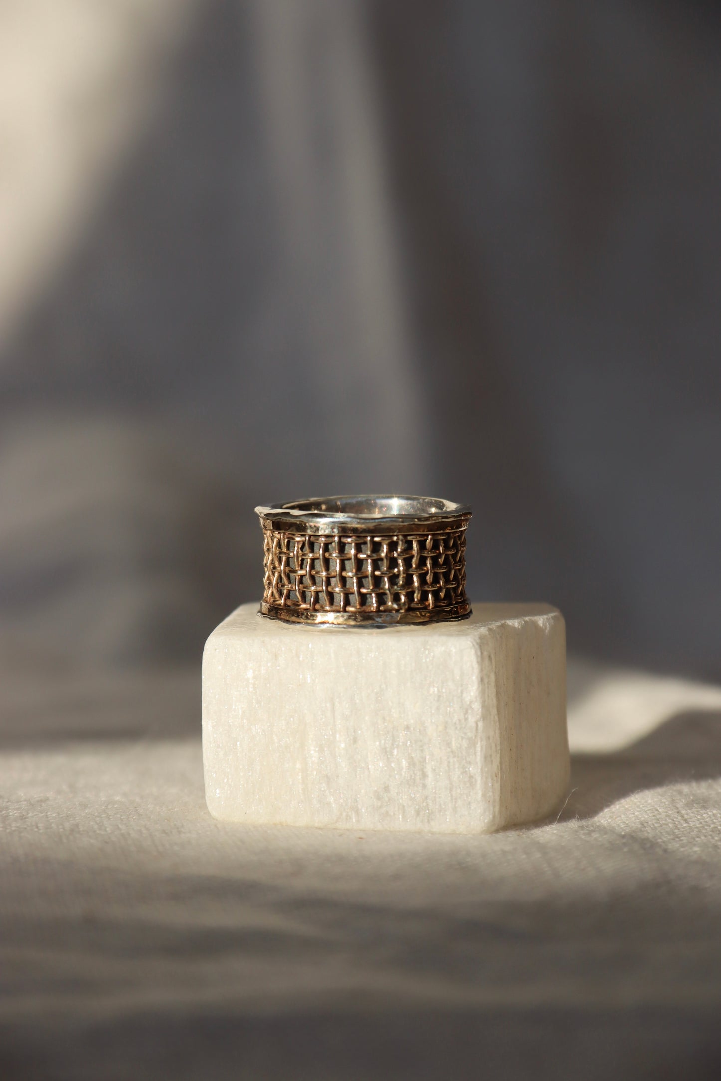 Sterling Silver Ring with 18k Gold Woven Details