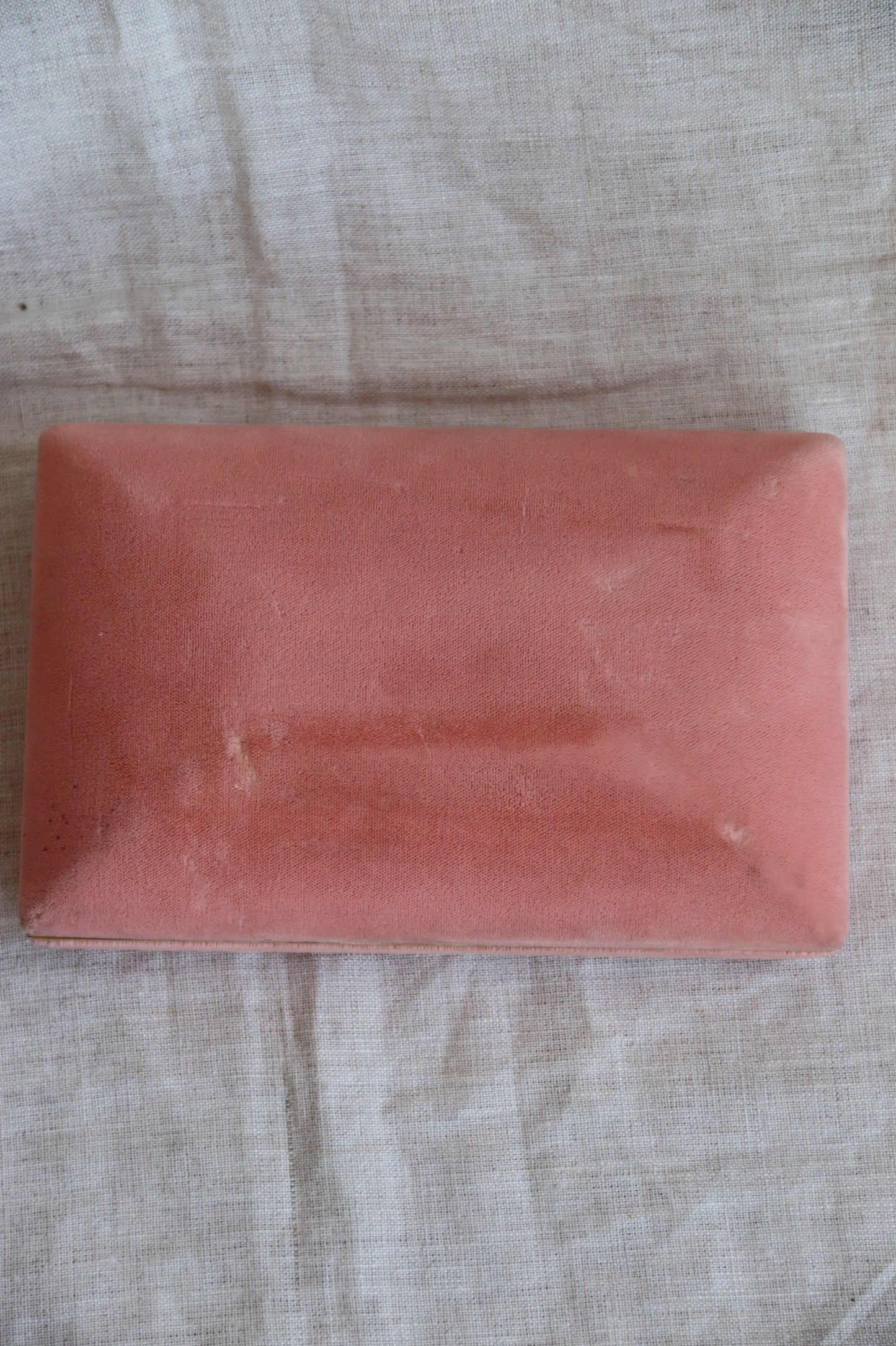 Vintage Pink Velvet Jewelry Box