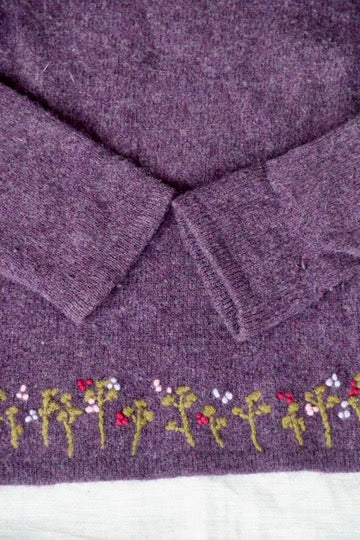 Ann Taylor Embroidered Purple Sweater