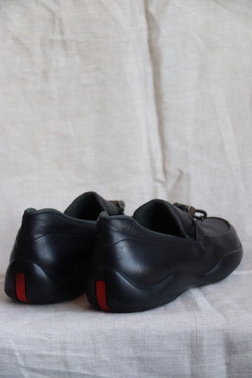 Prada 2352 Slip On Black Leather Loafers - 40