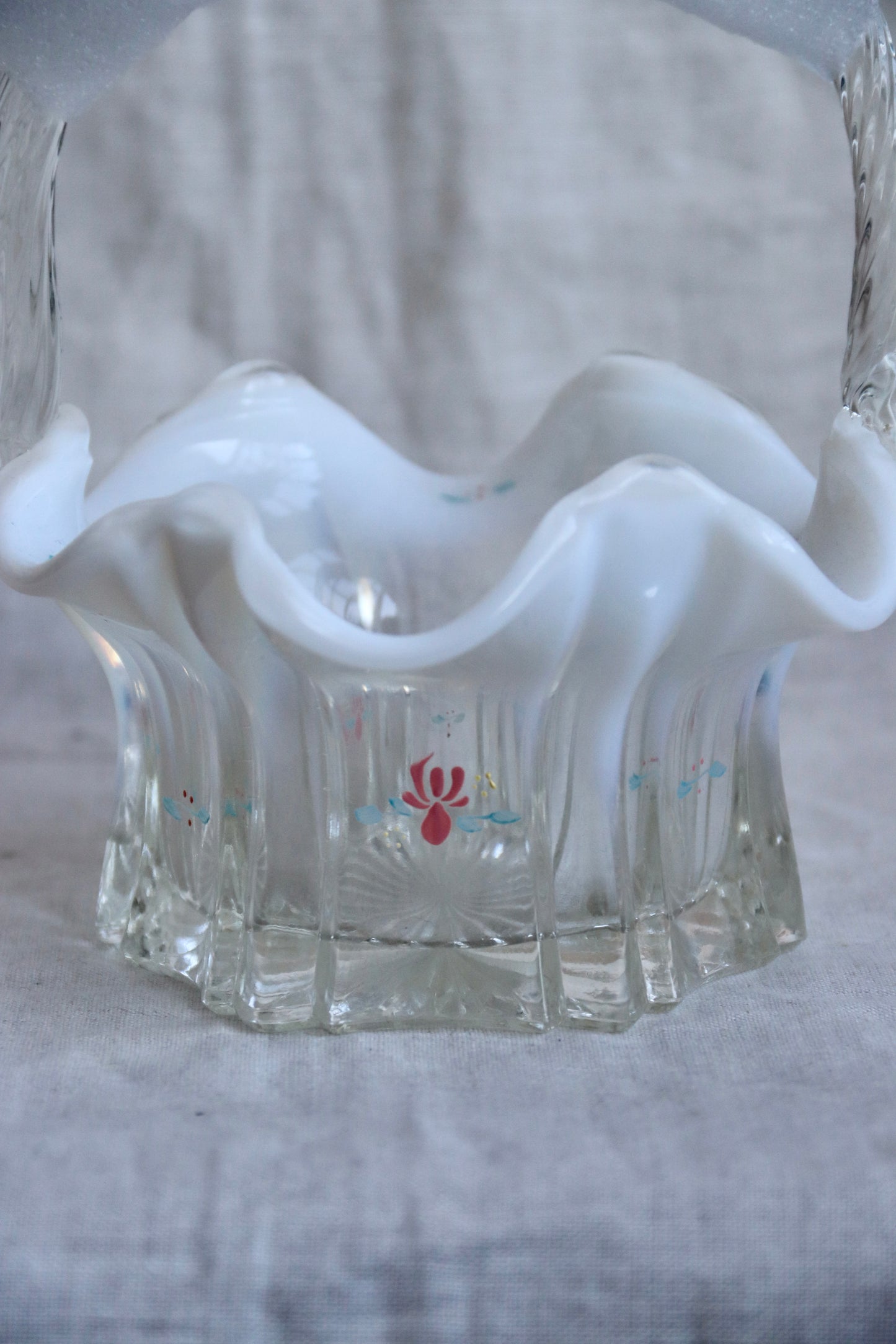 Hand Painted Iridescent Glass Basket