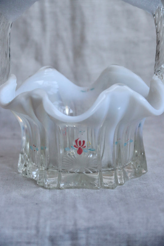 Hand Painted Iridescent Glass Basket