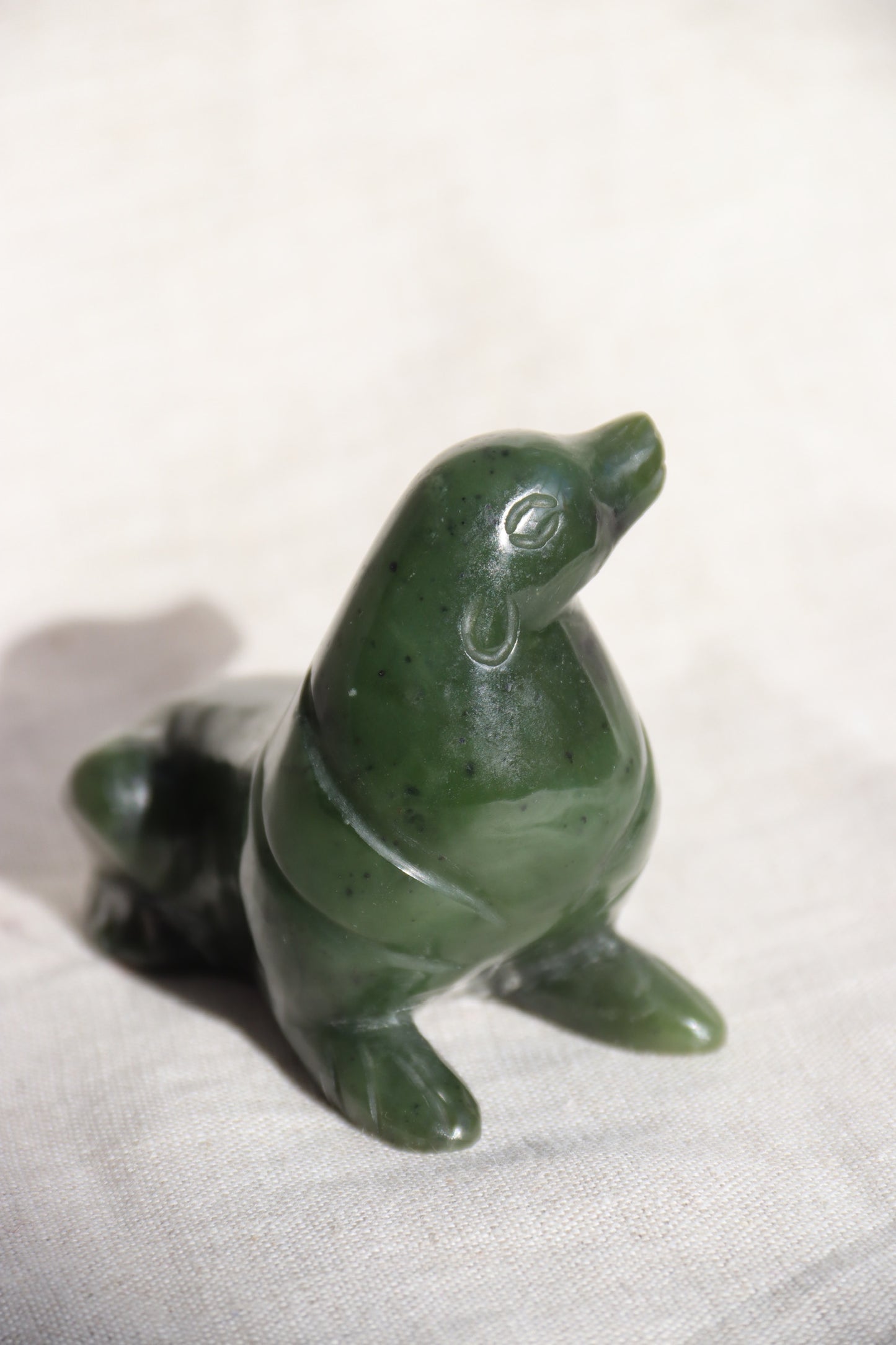 Green Stone Seal Figurine