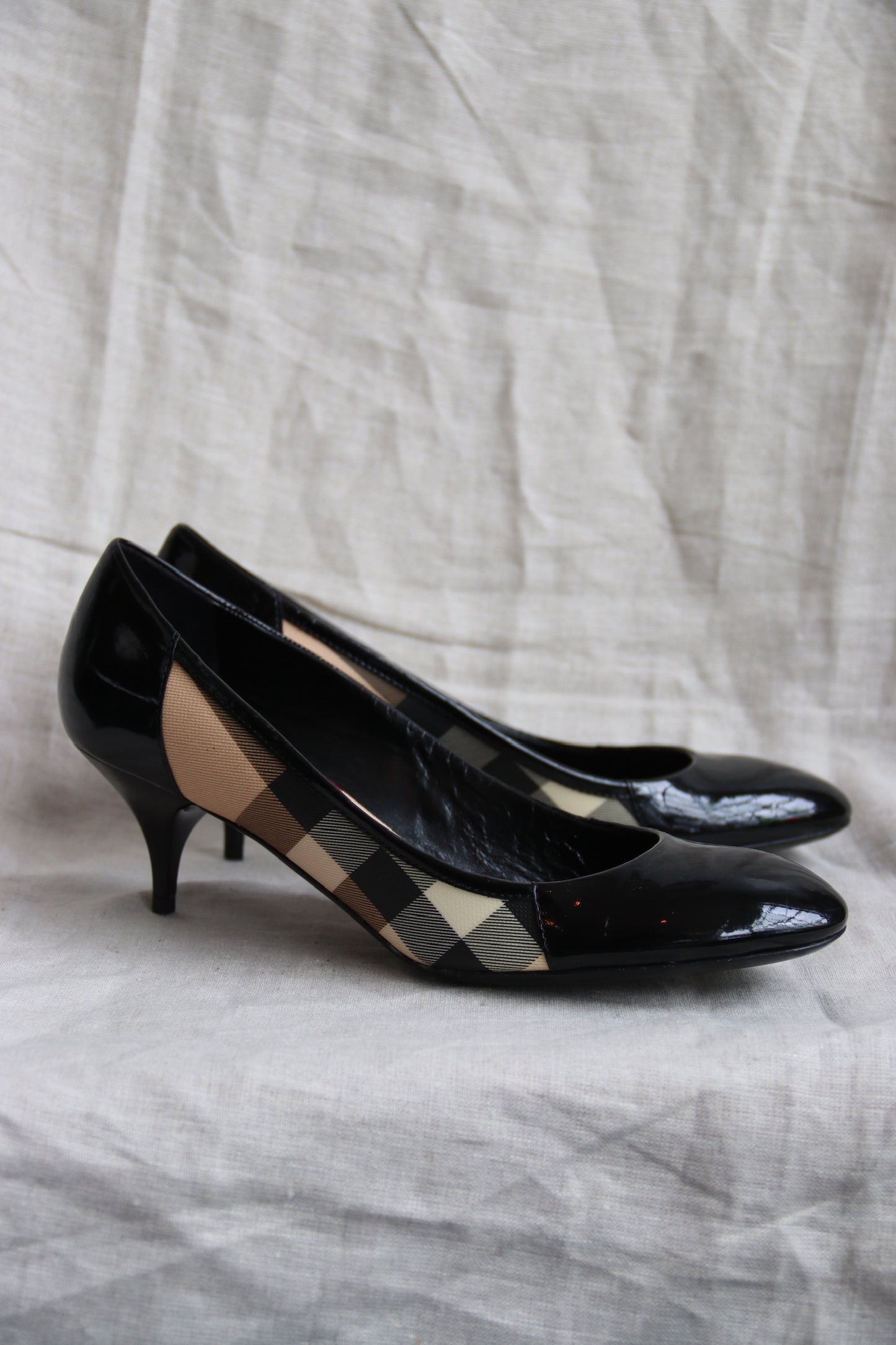 Burberry Black Patent Leather Heels - as is