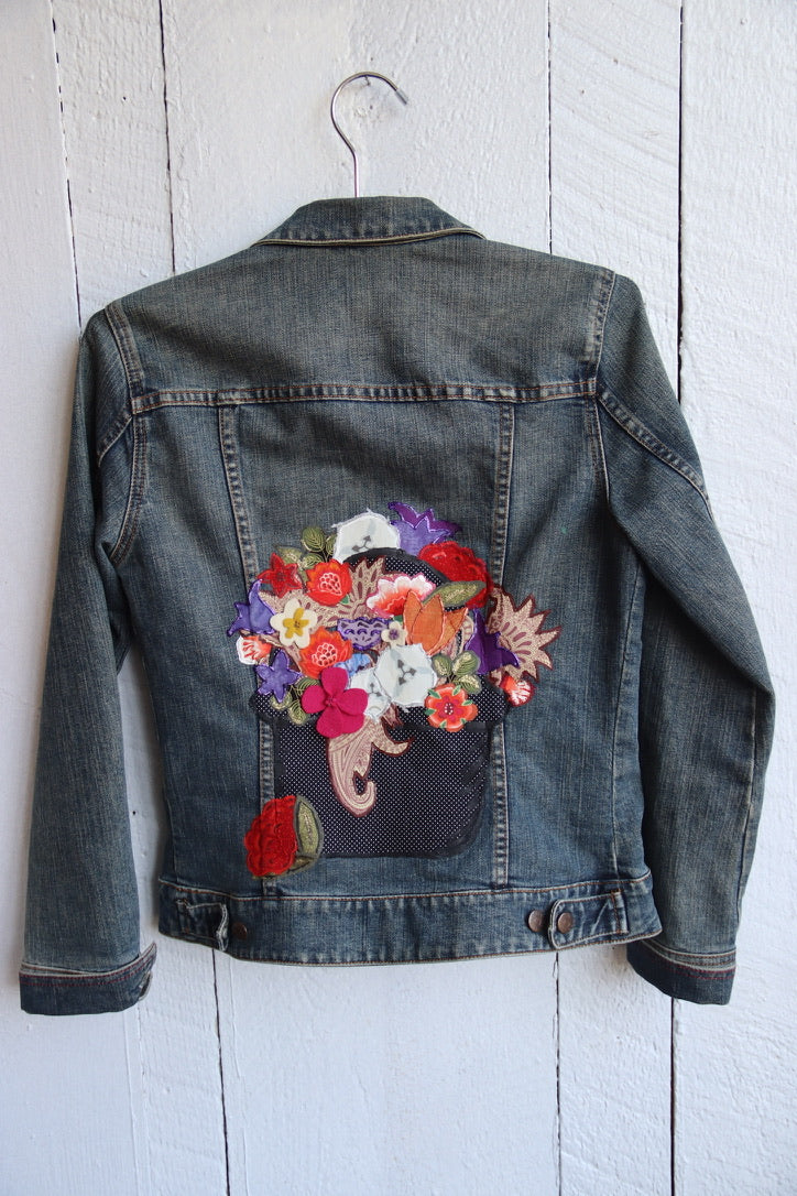 Vintage J. Crew Jean Jacket with Embroidery
