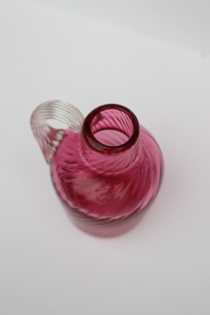 Mini hand blown maroon glass pitcher/vase