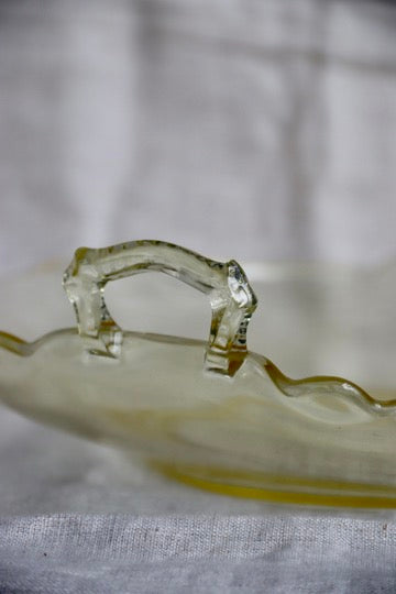 Yellow Glass Tray Bowl with Handles