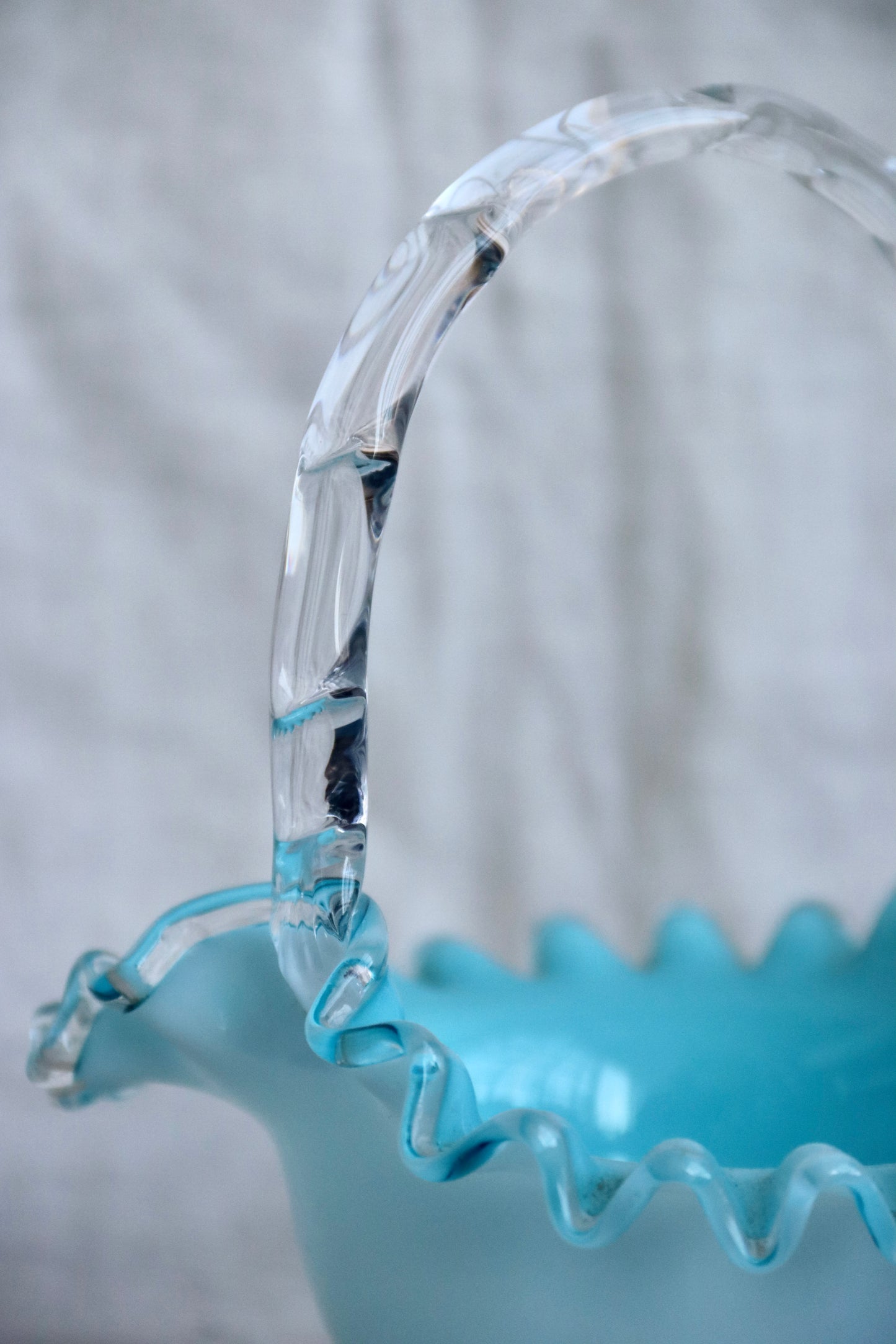 Fenton Turquoise Blue Glass Basket