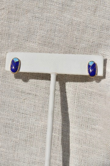 Lapis and Opal Sterling Silver Stud Earrings