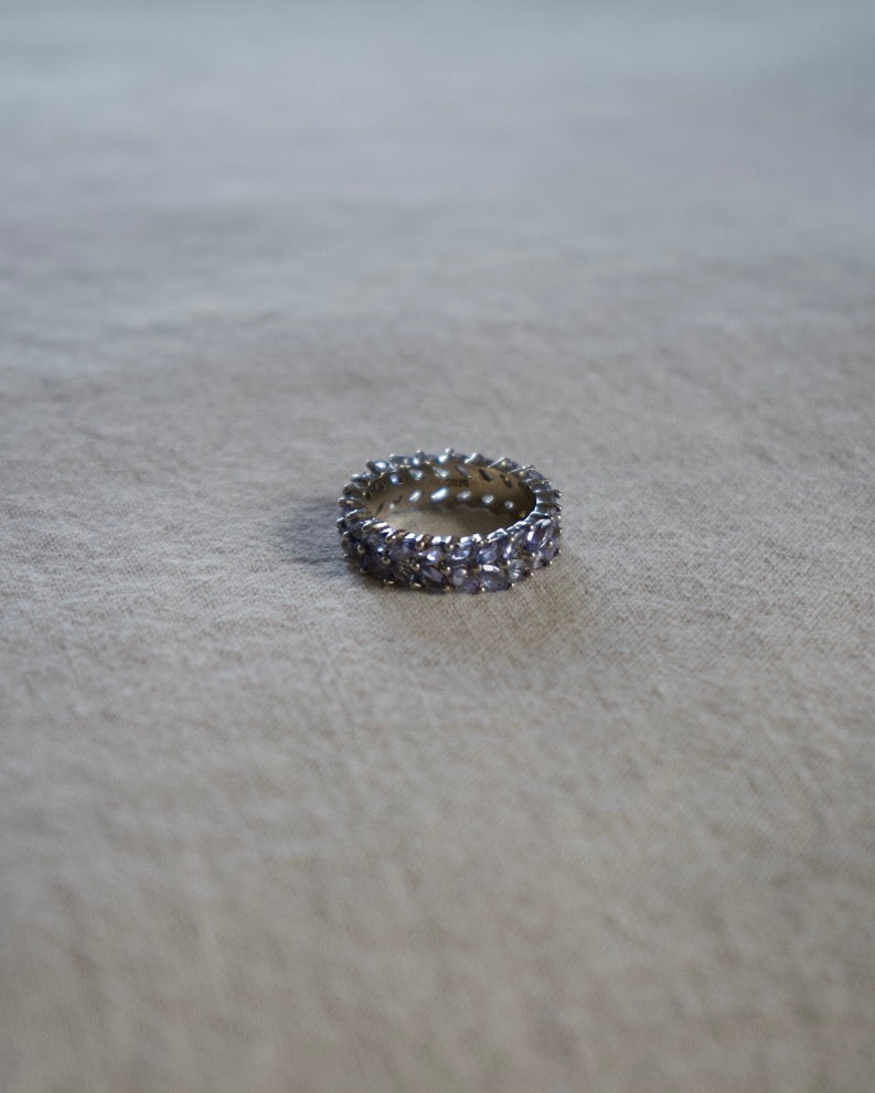 Sterling Silver Tanzanite Double Row Eternity Band