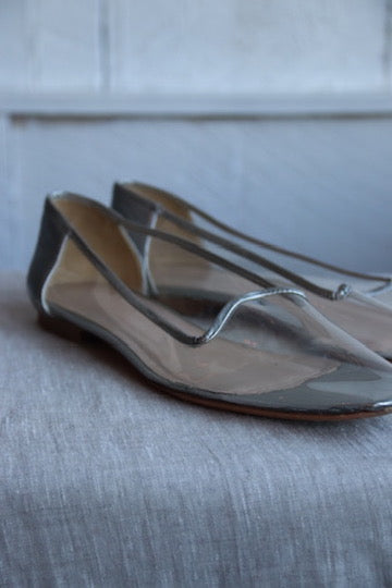 Maryam Nassir Zadeh Silver and Clear Flats