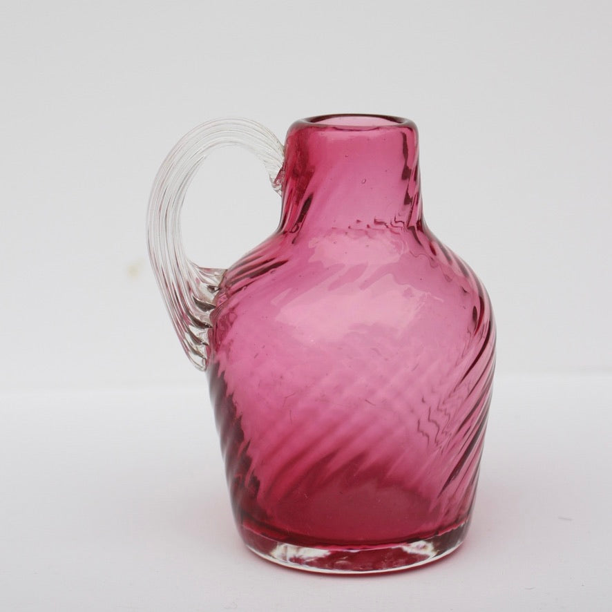 Mini hand blown maroon glass pitcher/vase