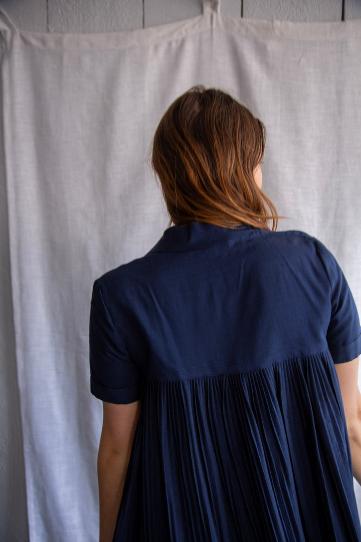 Dark Blue Cotton Top and Skirt Set