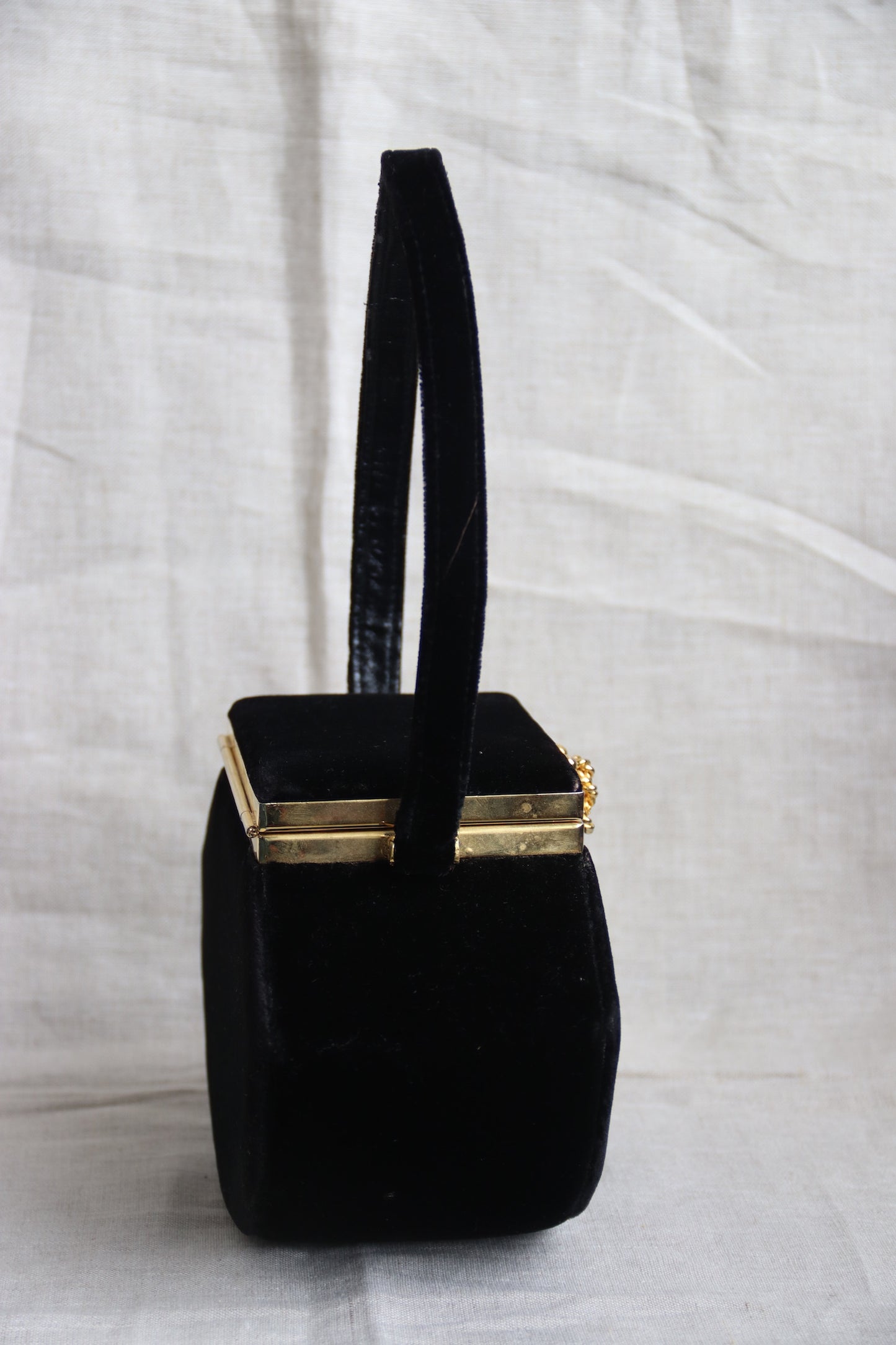 Black Velvet Hardshell Purse