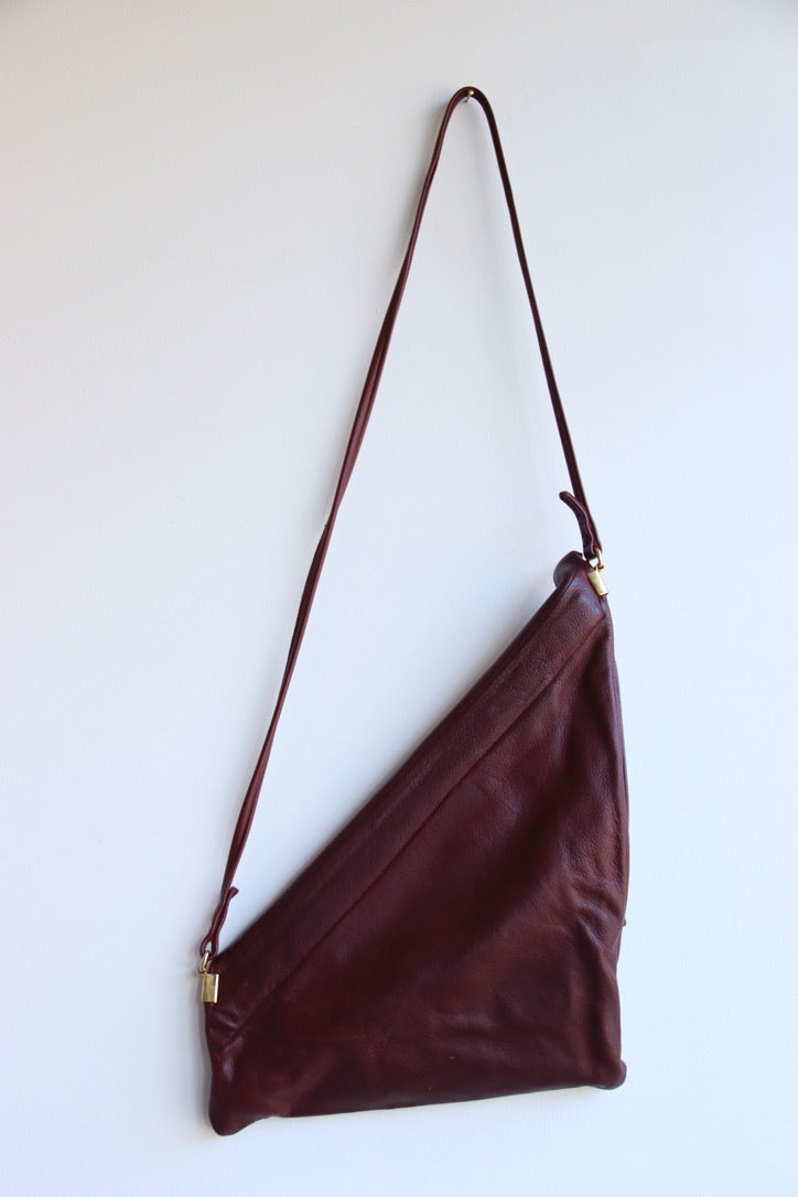 Maroon Foldover Leather Bag