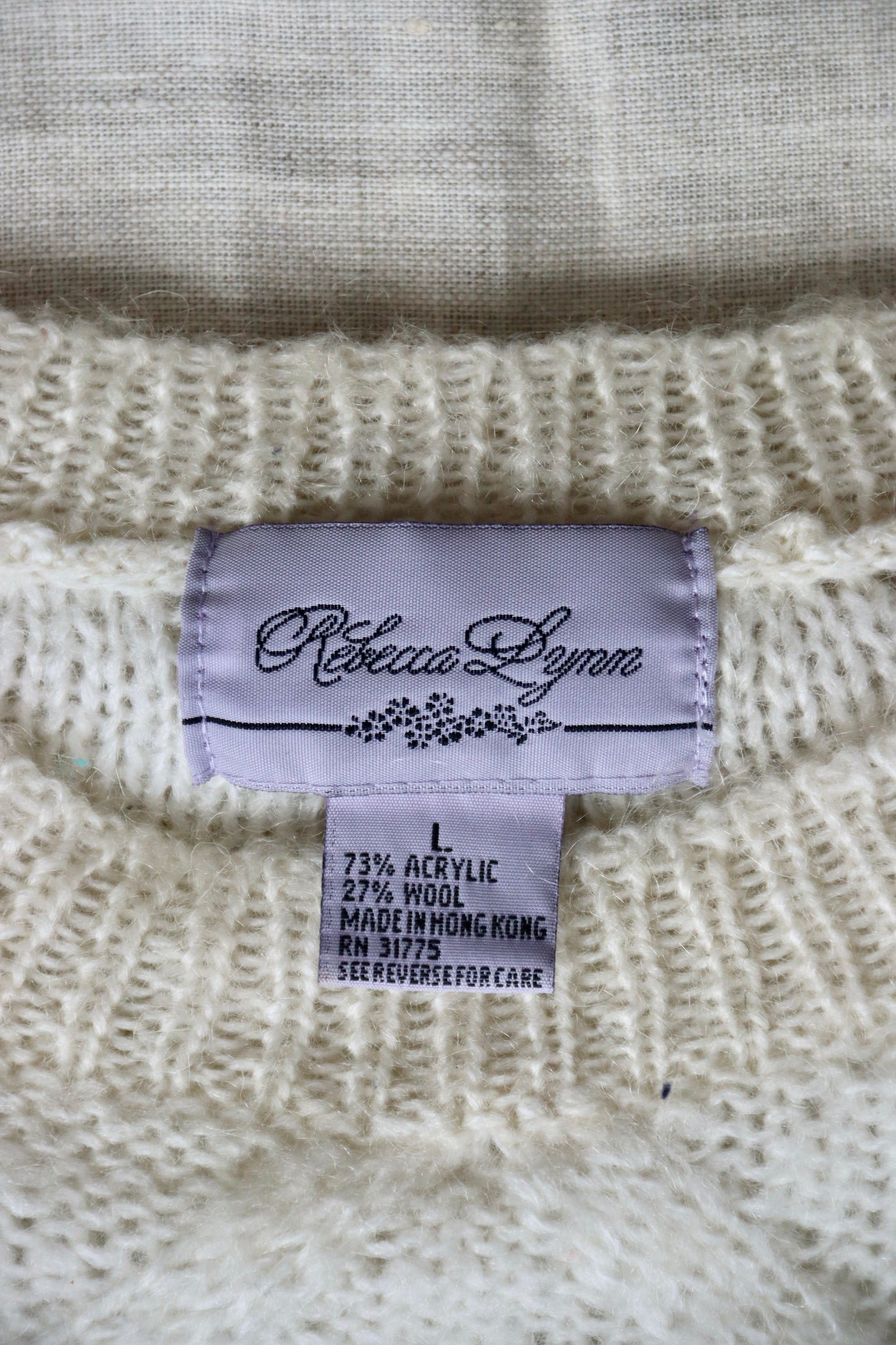 Vintage Rebecca Lynn Floral White Sweater