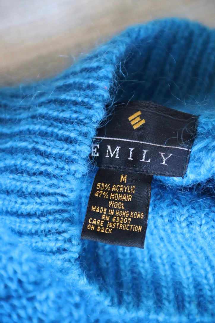 Emily Electric Blue Acrylic and Mohair Sweater
