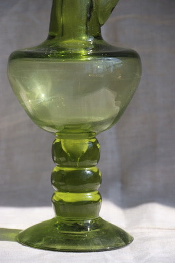 Green Glass Decanter - as is