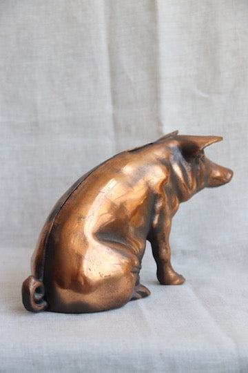 Large Cast Iron Copper Wash Piggybank