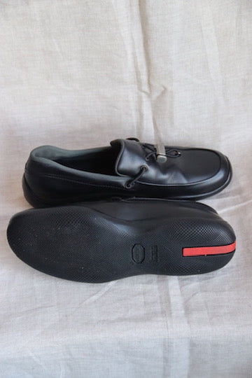 Prada 2352 Slip On Black Leather Loafers - 40