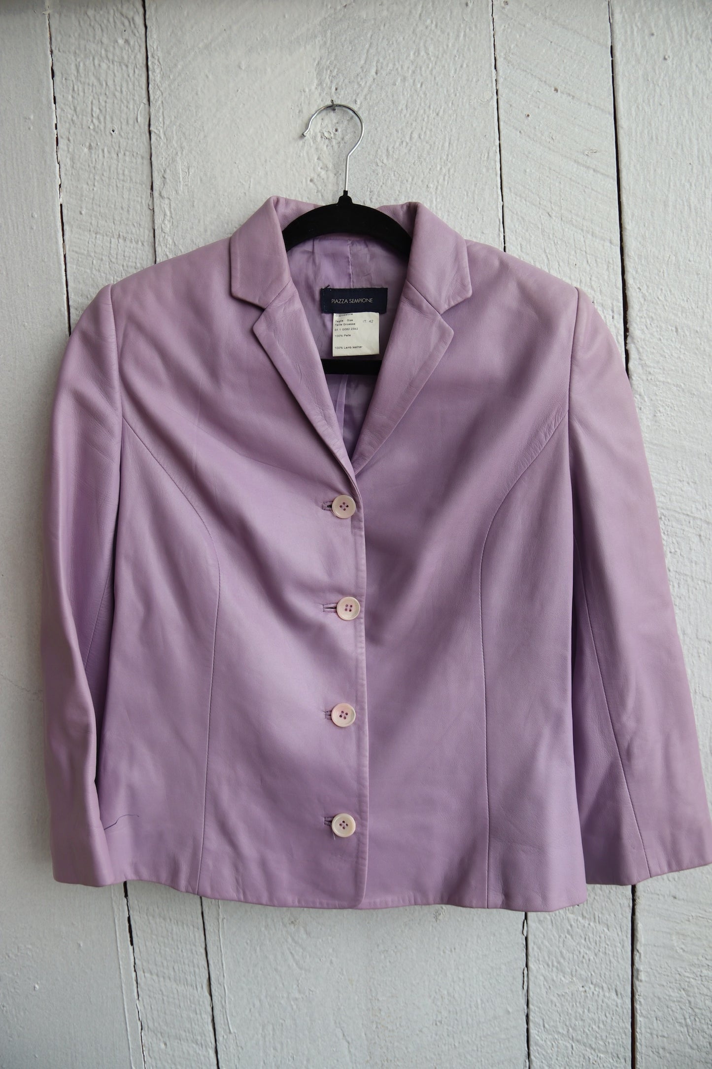 Vintage Piazza Siempone Lavender Purple Leather Jacket