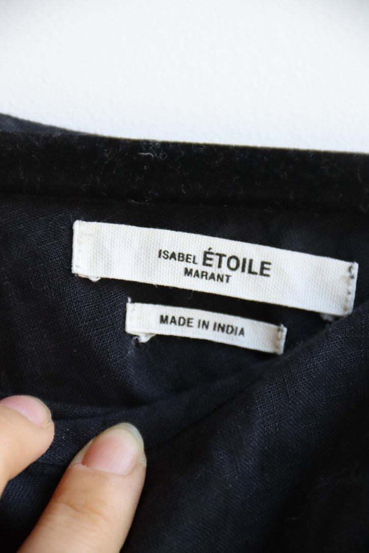 Isabel Marant Etoile Black Linen Off the Shoulder Top