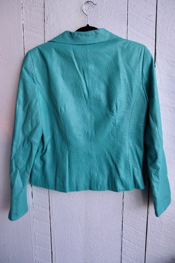 Jones New York Turquoise Leather Coat