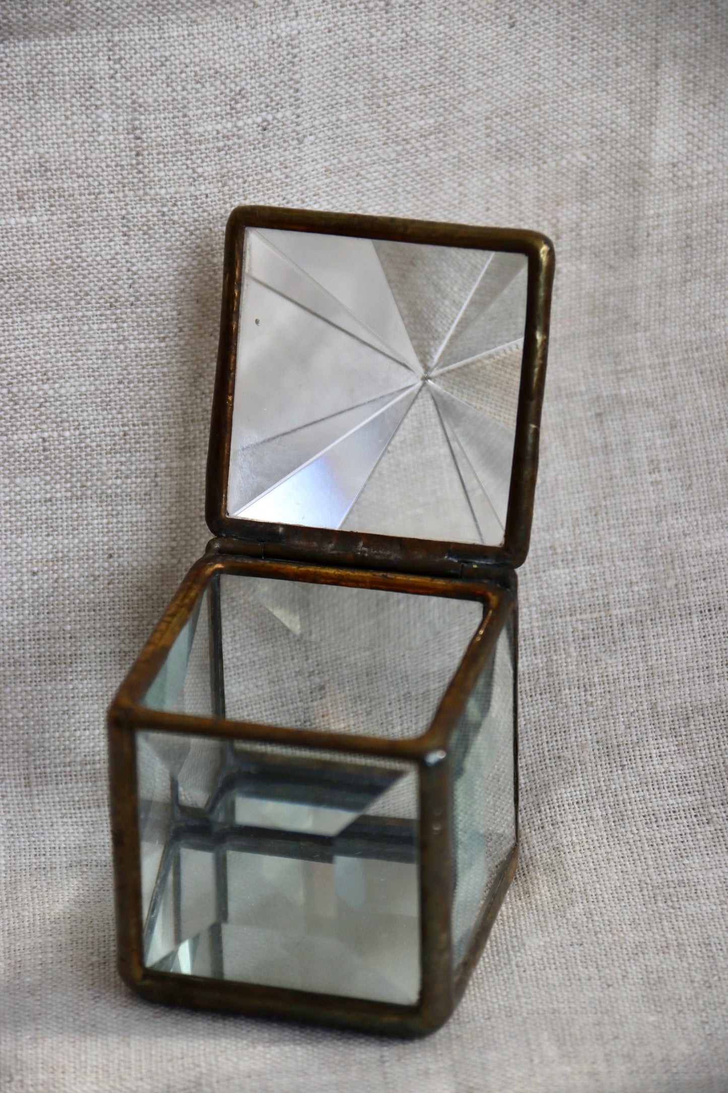 Vintage Saul Farber Beveled Glass Prism Boxes