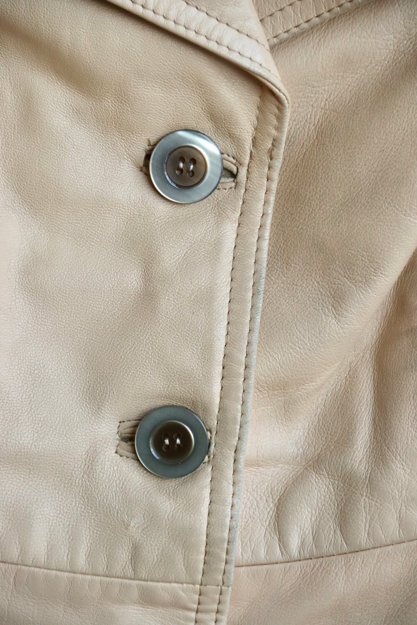 Tan Leather Coat w/ Belt