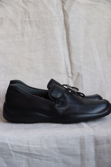 Prada 2352 Slip On Black Leather Loafers - 40