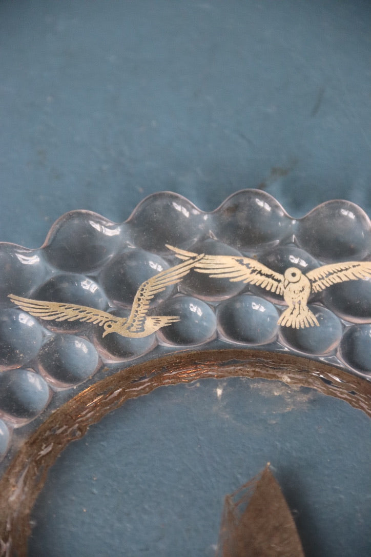 Vintage Glass Plate with Etching