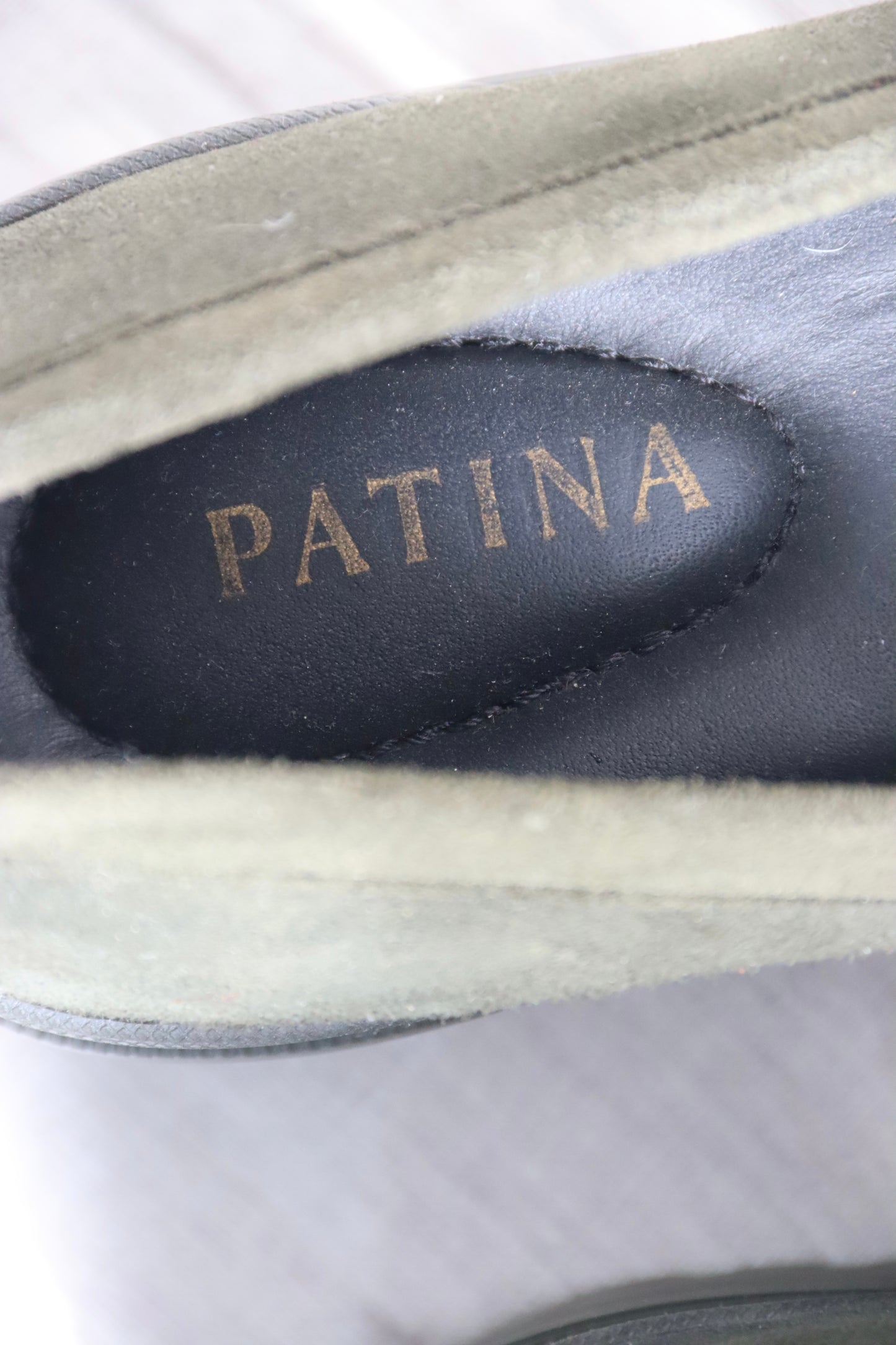 Patina Green Suede Loafers