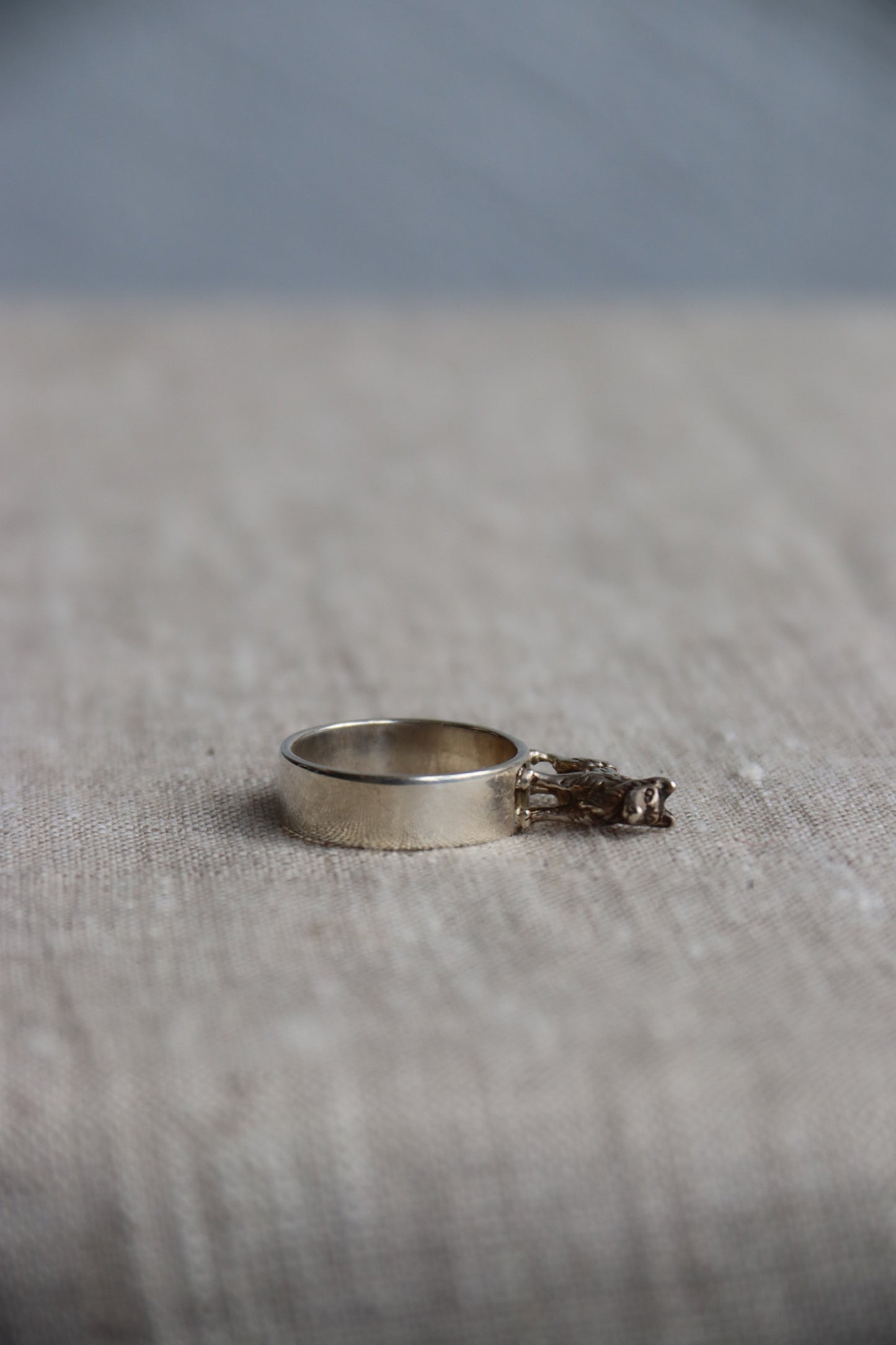 Sterling Silver Dog Sculpture Ring