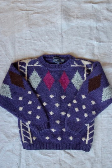 Alexander Julian Purple Hand Knit Wool Sweater