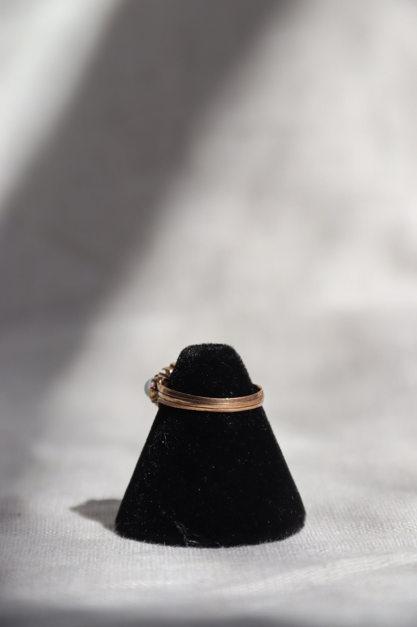 Antique 14K Gold Opal and Diamond Ring - as is