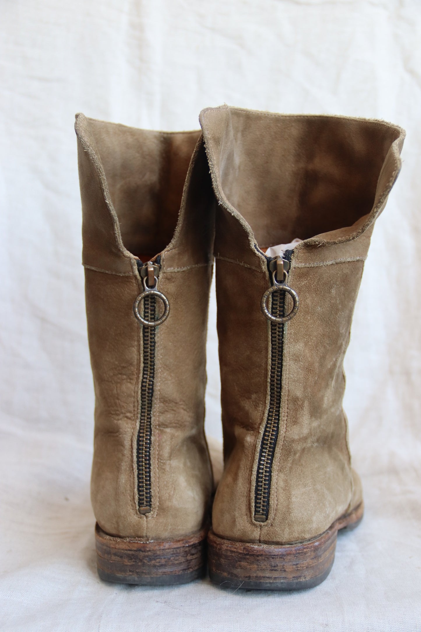 Fiorentini Baker Tan Suede Leather Zip Boots