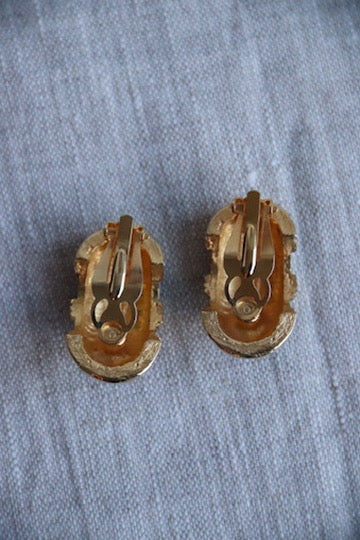 Black and Gold Clip On Earrings