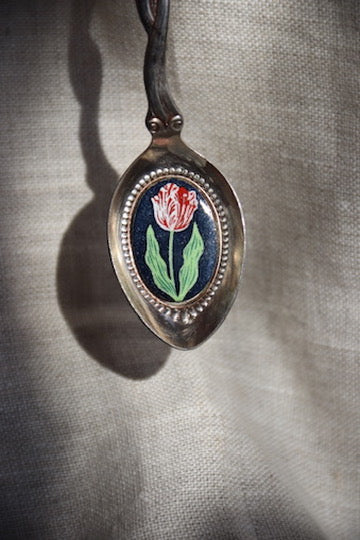 Set of Three Dutch Sterling Enamel Flower Spoons